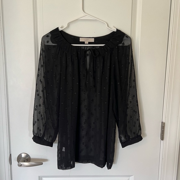 Loft Sheer Polka Dot Blouse - Picture 1 of 6